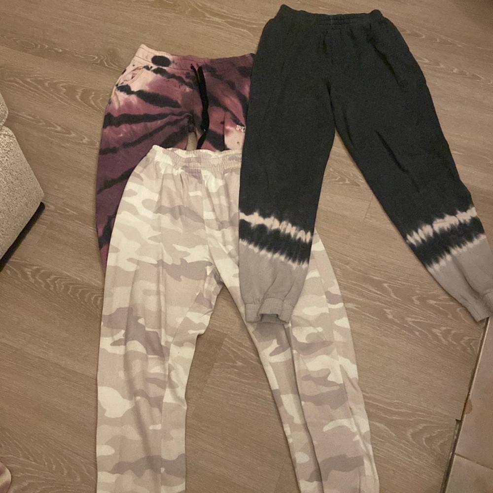 Three pack of Victoria’s Secret gently used small and extra small sweatpants